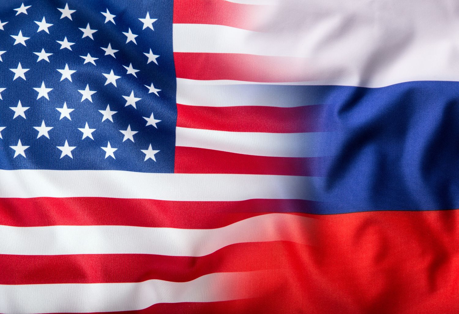 USA-Russia International Trade Debt Recovery: USA and Russia. Usa flag and Russia flag.